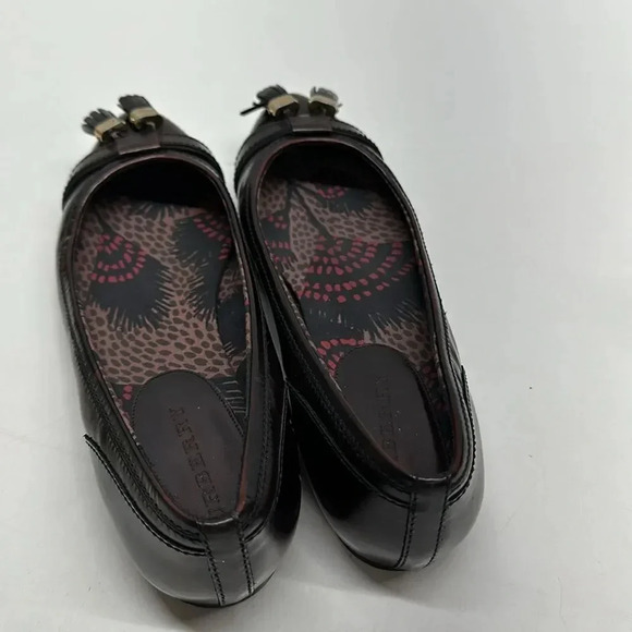 Burberry Ballet Flats Pointed Toe Shoes Leather Tassel Dark Red Size 40 US 10 - Picture 5 of 14